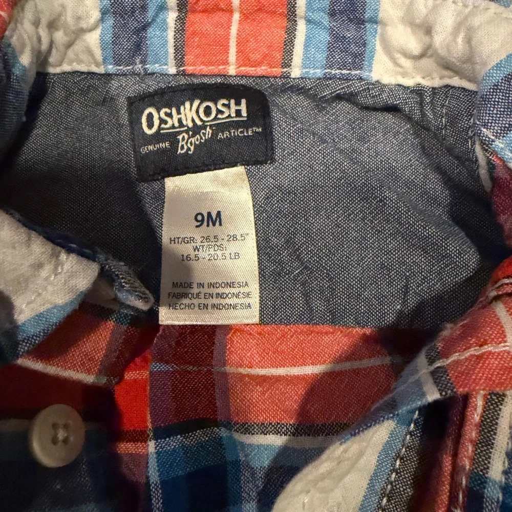 OshKosh B'gosh Gray Sweatshirt and Plaid Button Down Set